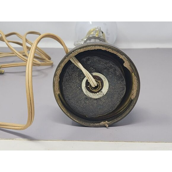 Vintage Working Leviton Glass Brass Table Lamp Ribbed Column Design Base - Picture 7 of 12